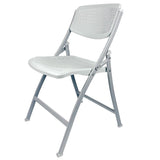 grey folding chairs with slight defect on plastic - The Jerusalem Market