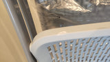 grey folding chairs with slight defect on plastic - The Jerusalem Market