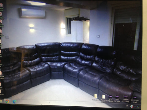 Brown leather sectional couch with 2 recliners - The Jerusalem Market