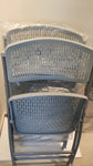 grey folding chairs with slight defect on plastic - The Jerusalem Market