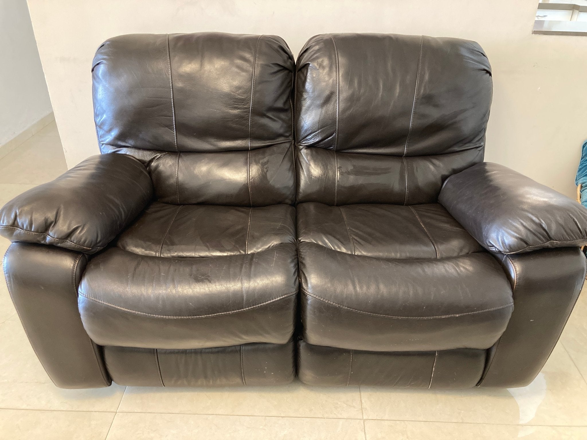 2 Seater Reclining Leather Couch - The Jerusalem Market