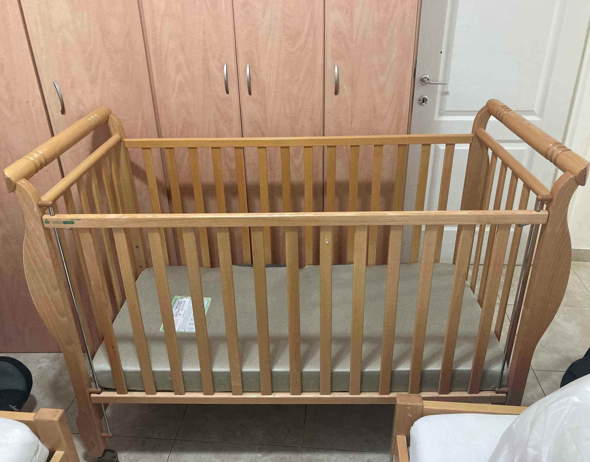 wooden crib with mattress and dresser - The Jerusalem Market