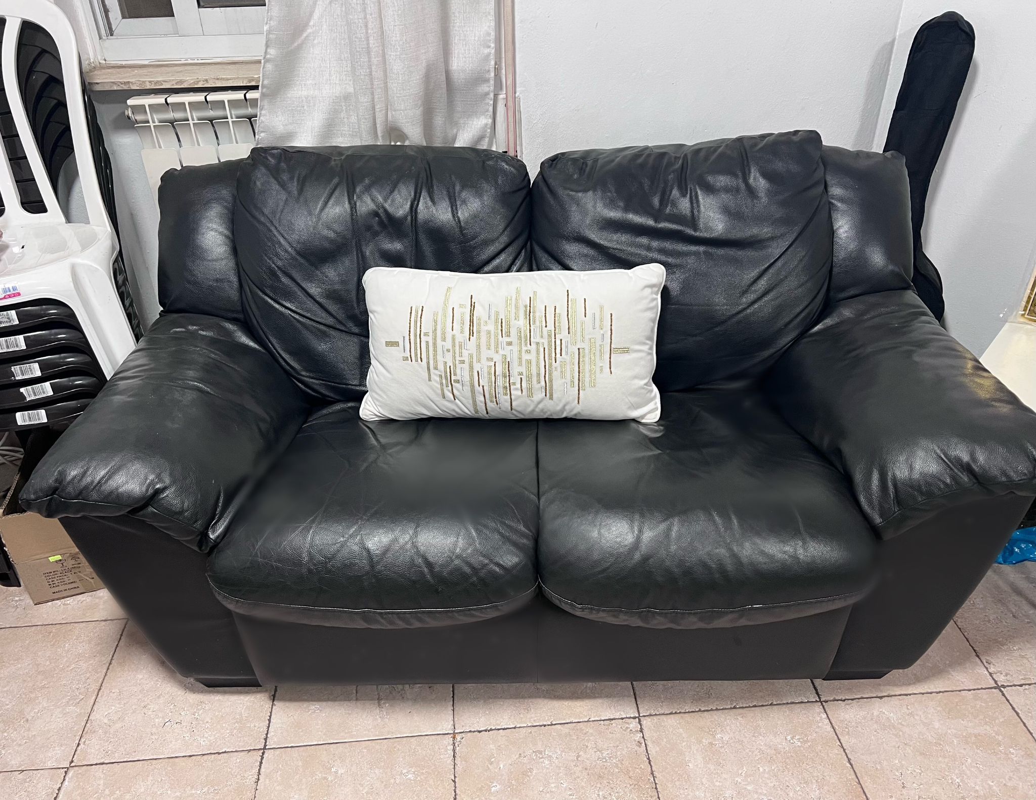 2 black leather couches - The Jerusalem Market