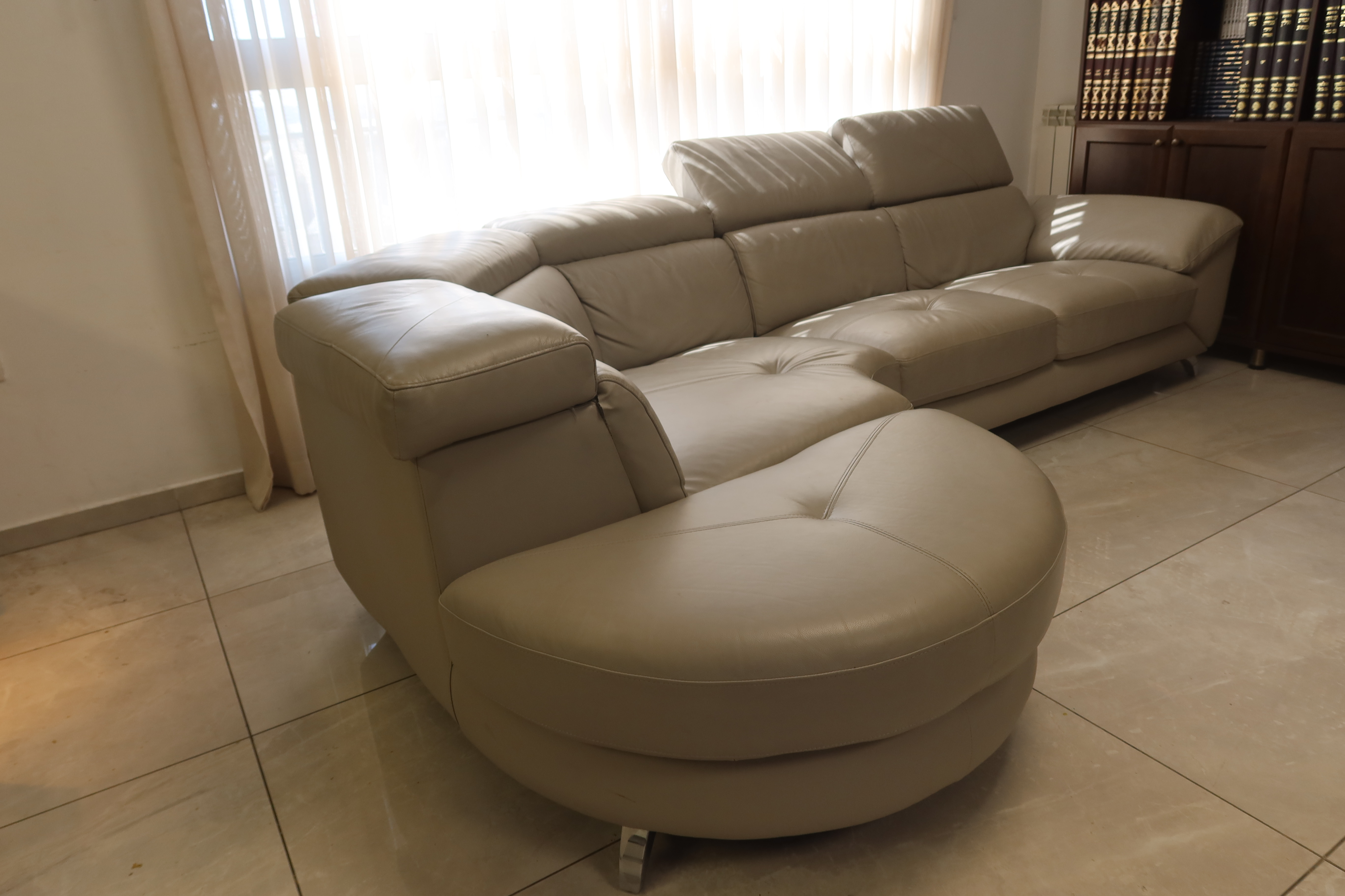 L shaped leather couch 3 seater