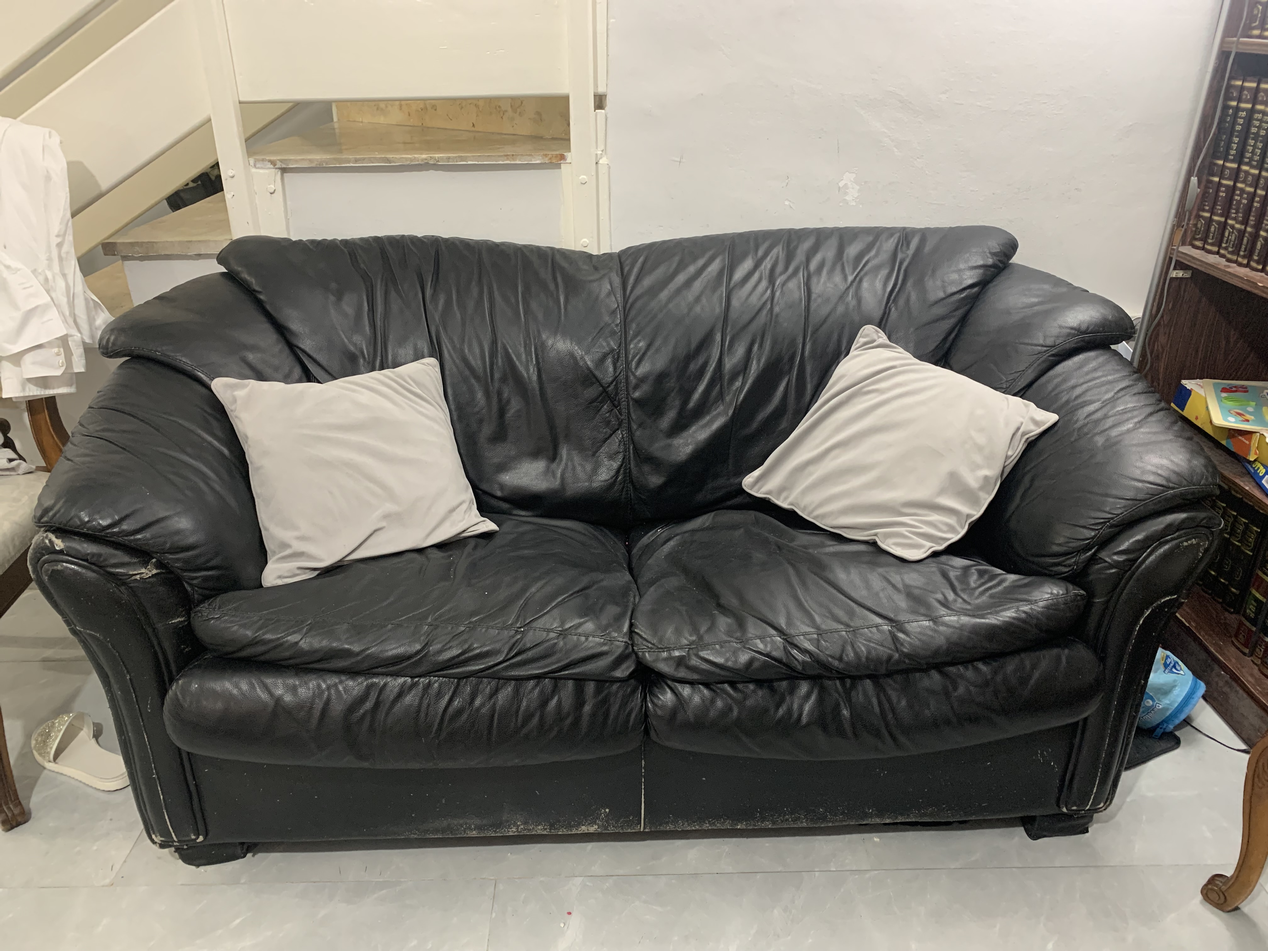 Black leather Couch