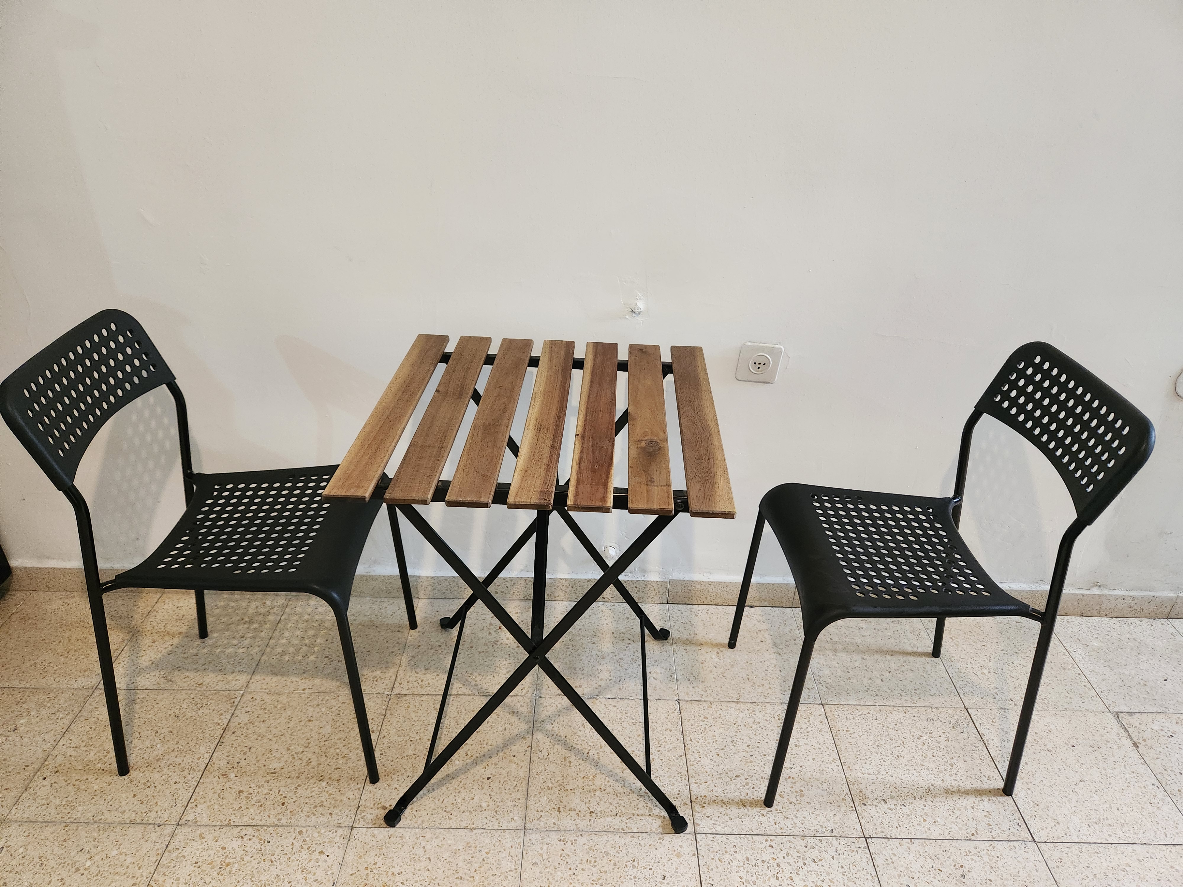 small IKEA table with 2 chairs