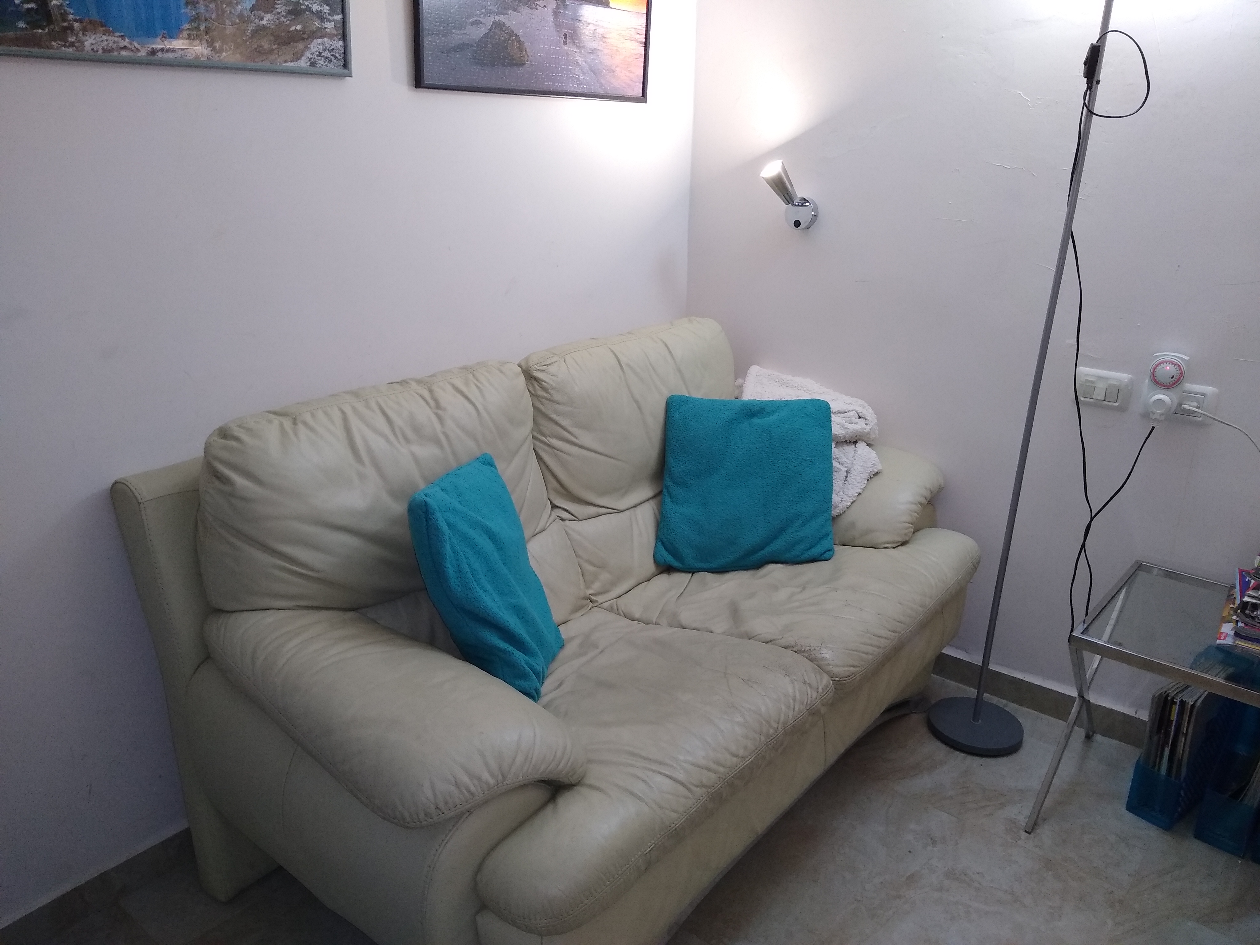 Cream leather couch