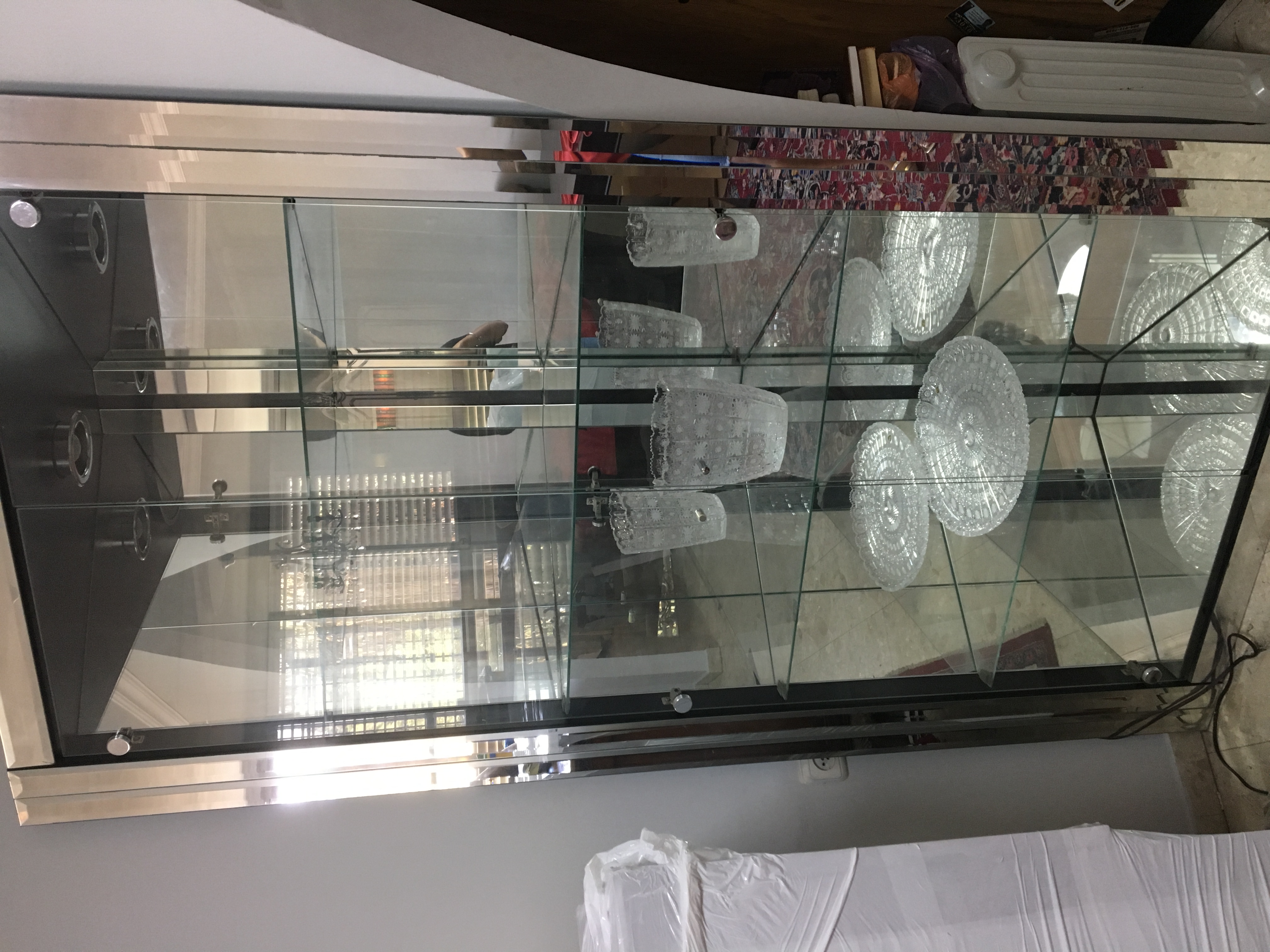Corner Mirror Glass Display Unit