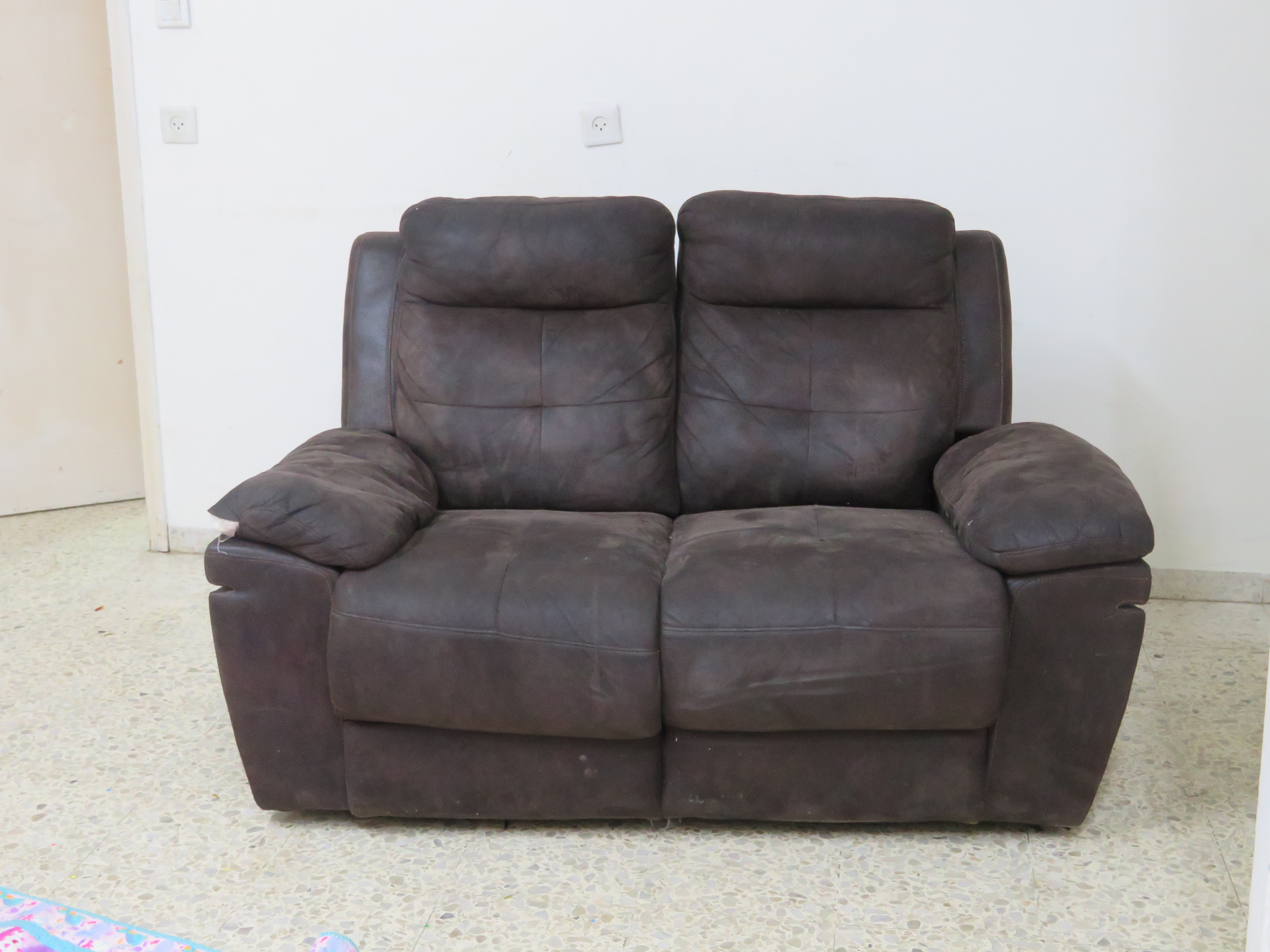 2 seater suede couch