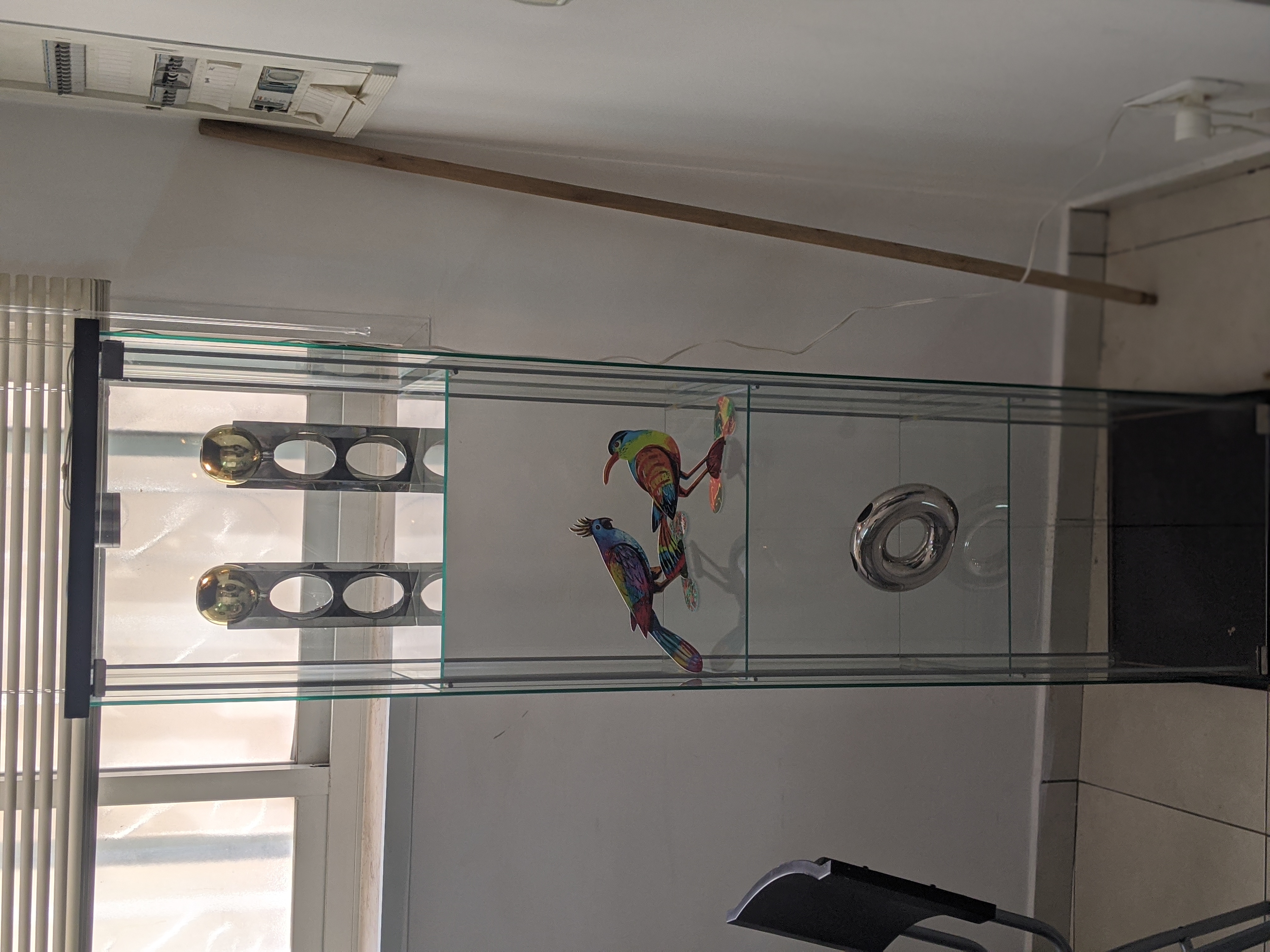 Glass display cabinet with light