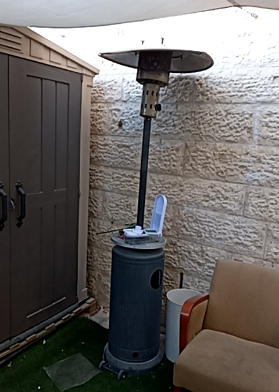 Gas powered outdoor heater mushroom tower