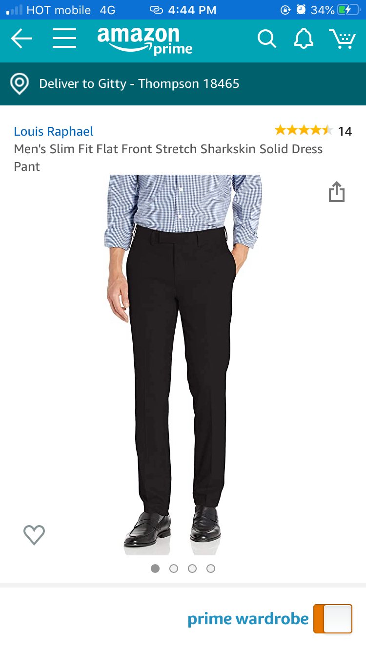 Men’s black slim fit washable dress pants Size 34x30