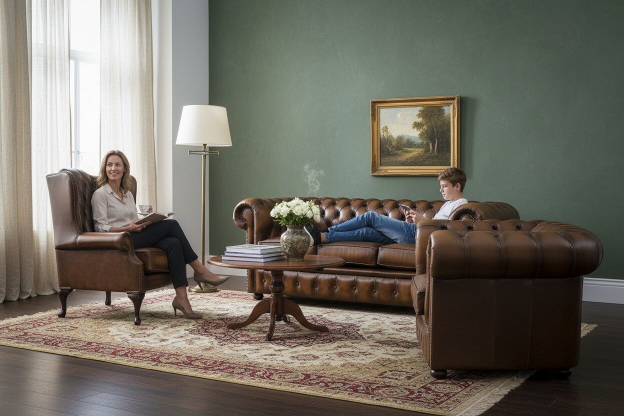 Chesterfield Leather 3 Seater + Mallory Wing Chair + Club Chair Sofa Offer Antique Tan - image 4