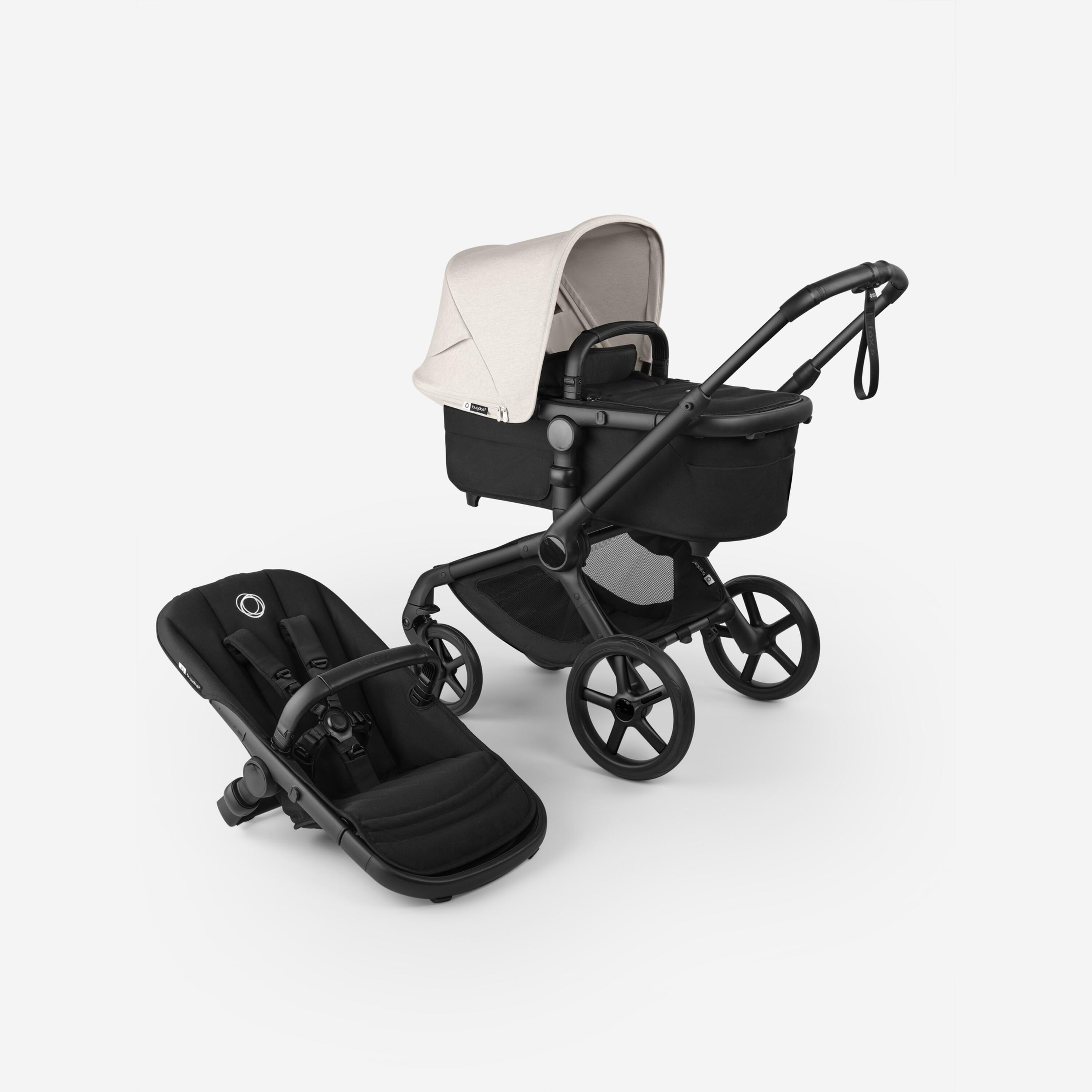 Bugaboo Fox 3: Full Black base, Misty White hood - image 2