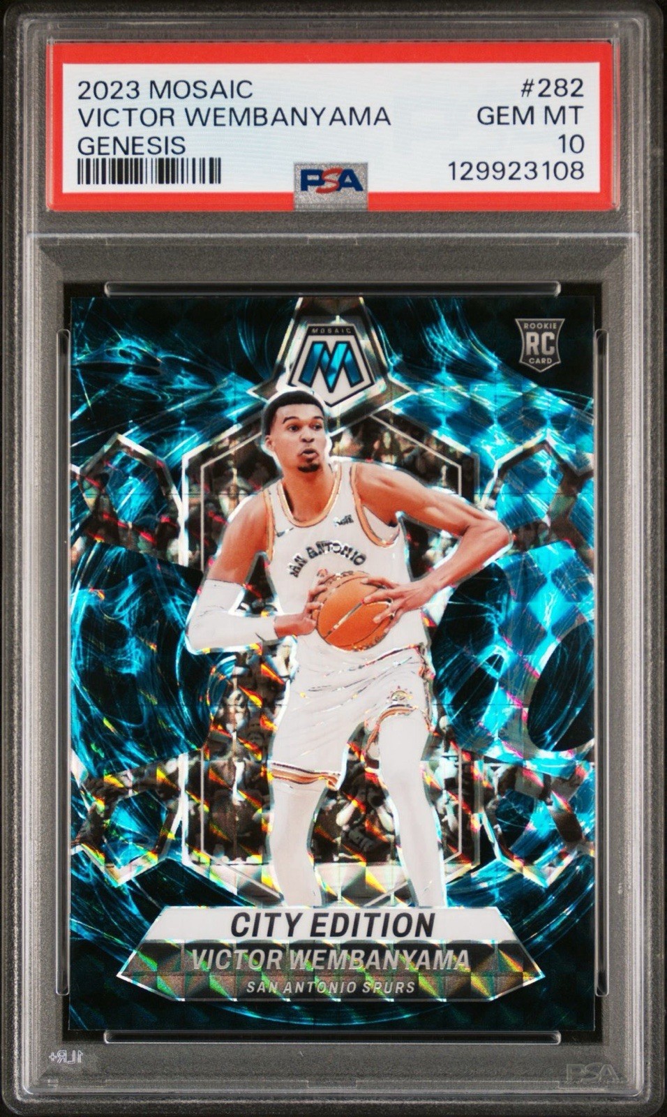 Panini Mosaic 2023 City Edition Victor Wembanyama #282 Genesis PSA 10 RC POP 7