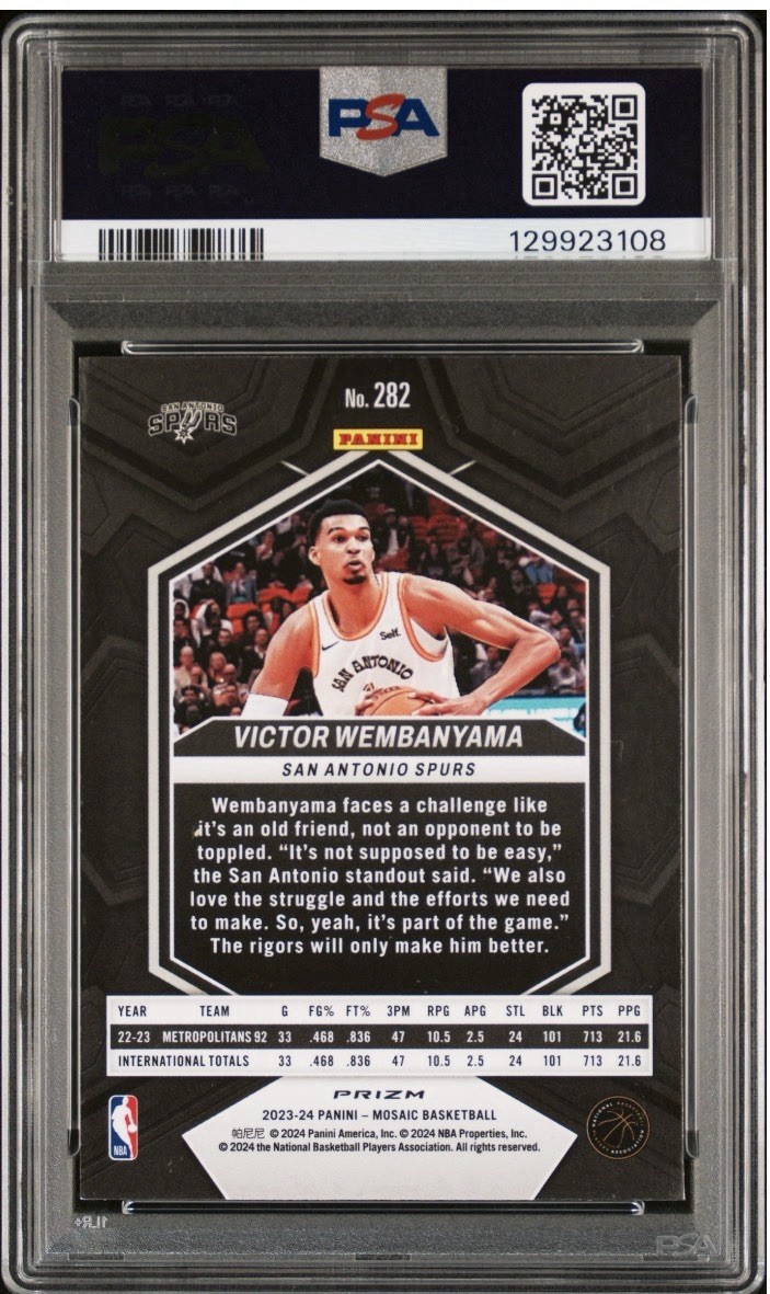 Panini Mosaic 2023 City Edition Victor Wembanyama #282 Genesis PSA 10 RC POP 7 - image 2