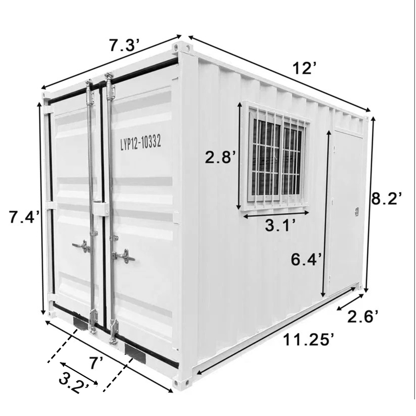 מכולת מטען (Conex) קטנה באורך 12 רגל (דגם Small Cubic) - image 2