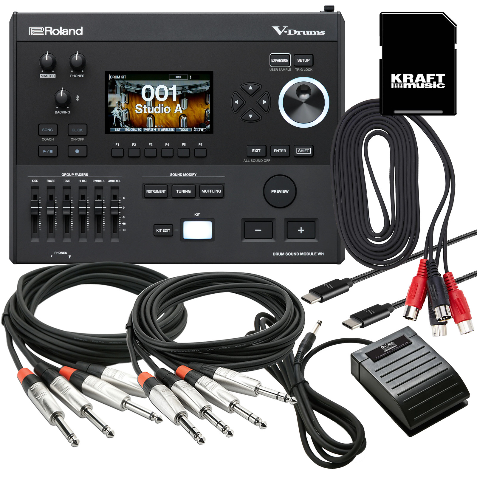 Roland V51 V-Drums Electronic Drum Sound Module CABLE KIT
