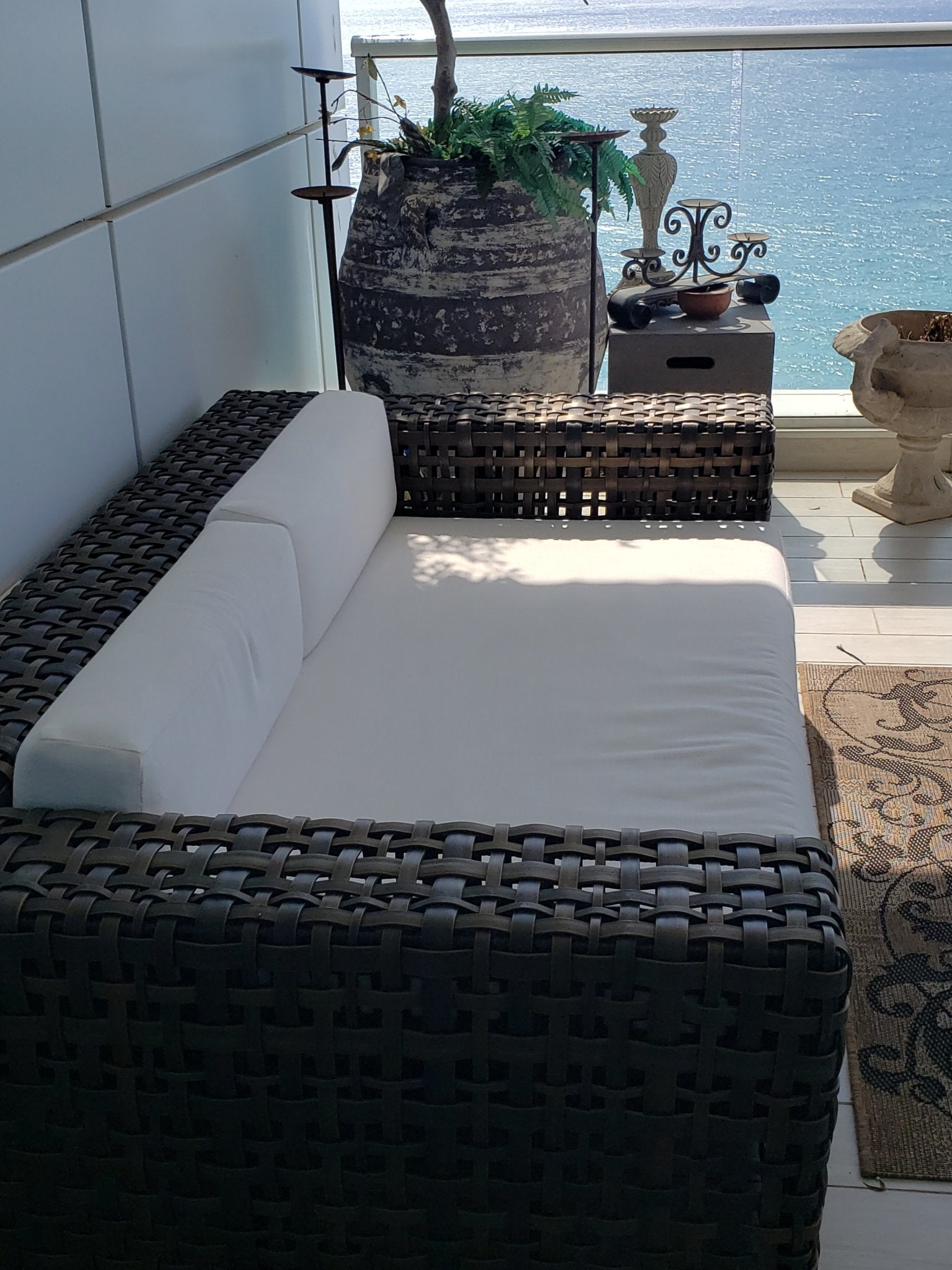Patio Sofa Restoration Hardware Linen Bronze - The Jerusalem Market