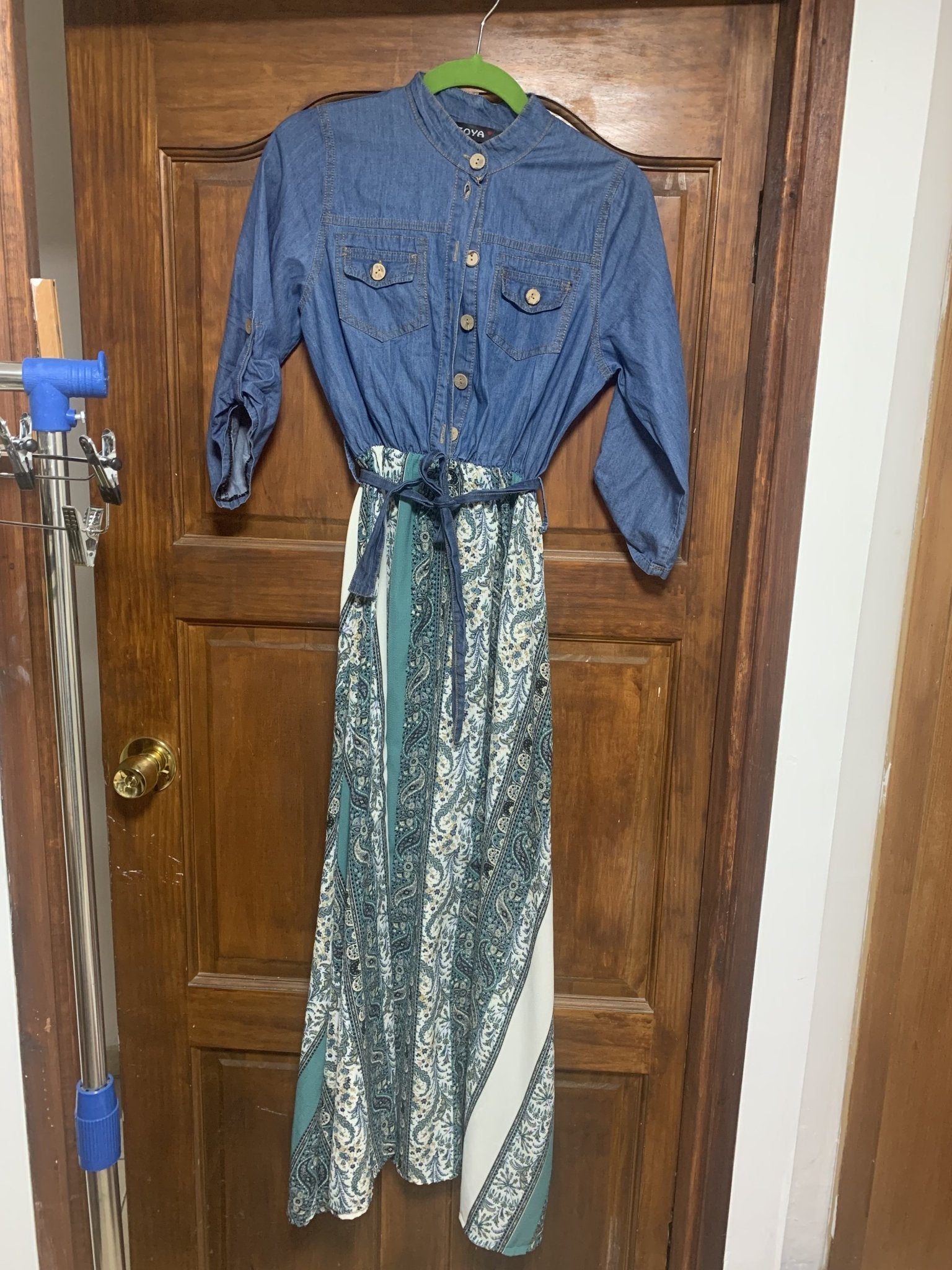 Denim patterned maxi dress - The Jerusalem Market