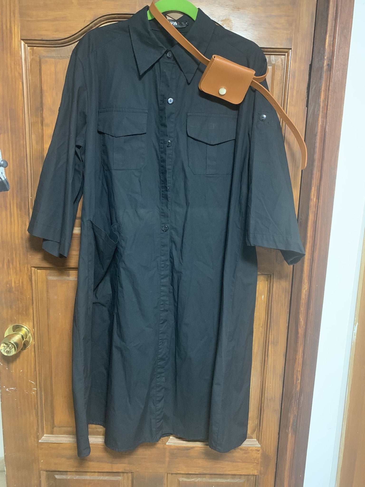 Black dress with cute brown belt - The Jerusalem Market